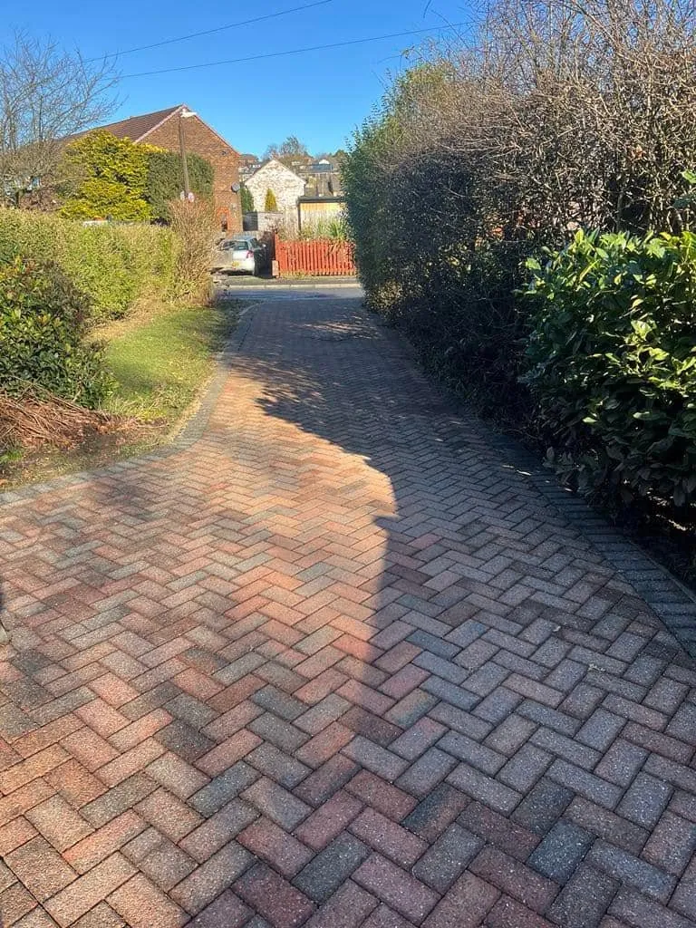 The same path after pressure washing, red block colour restored