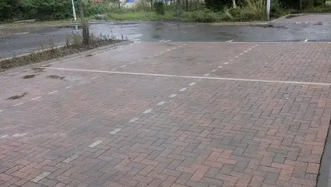 Commercial car park after jet washing